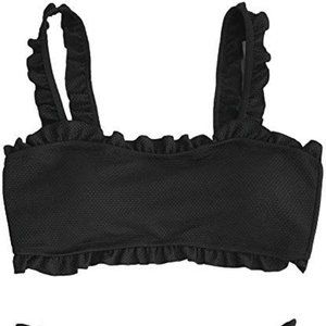 Cupshe Only Love Black Ruffle Bikini Set NWT